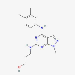 3-({4-[(3,4-dimethylphenyl)amino]-1-methyl-1H-pyrazolo[3,4-d]pyrimidin-6-yl}amino)propan-1-ol