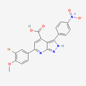 6-(3-bromo-4-methoxyphenyl)-3-(4-nitrophenyl)-1H-pyrazolo[3,4-b]pyridine-4-carboxylic acid