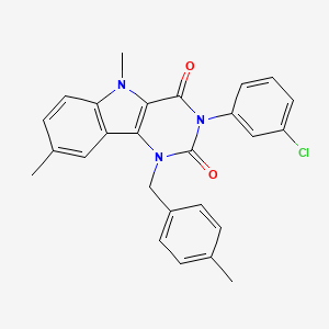 molecular formula C26H22ClN3O2 B11291251 3-(3-chlorophenyl)-5,8-dimethyl-1-(4-methylbenzyl)-1H-pyrimido[5,4-b]indole-2,4(3H,5H)-dione 