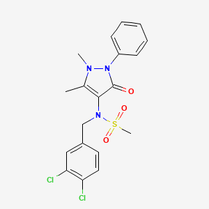 molecular formula C19H19Cl2N3O3S B11291267 N-(3,4-dichlorobenzyl)-N-(1,5-dimethyl-3-oxo-2-phenyl-2,3-dihydro-1H-pyrazol-4-yl)methanesulfonamide 