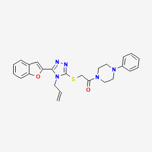 molecular formula C25H25N5O2S B11291304 2-{[5-(1-benzofuran-2-yl)-4-(prop-2-en-1-yl)-4H-1,2,4-triazol-3-yl]sulfanyl}-1-(4-phenylpiperazin-1-yl)ethanone 