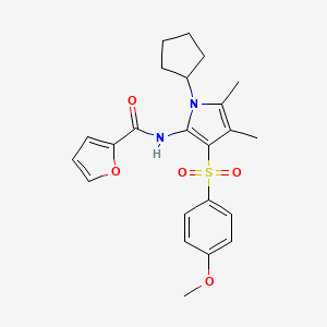 molecular formula C23H26N2O5S B11291364 N-{1-cyclopentyl-3-[(4-methoxyphenyl)sulfonyl]-4,5-dimethyl-1H-pyrrol-2-yl}furan-2-carboxamide 