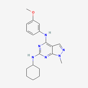 molecular formula C19H24N6O B11291379 N~6~-cyclohexyl-N~4~-(3-methoxyphenyl)-1-methyl-1H-pyrazolo[3,4-d]pyrimidine-4,6-diamine 