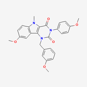 molecular formula C27H25N3O5 B11291388 8-methoxy-1-(3-methoxybenzyl)-3-(4-methoxyphenyl)-5-methyl-1H-pyrimido[5,4-b]indole-2,4(3H,5H)-dione 