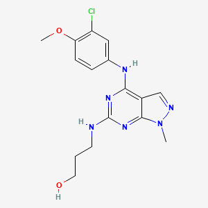 molecular formula C16H19ClN6O2 B11291390 3-({4-[(3-chloro-4-methoxyphenyl)amino]-1-methyl-1H-pyrazolo[3,4-d]pyrimidin-6-yl}amino)propan-1-ol 