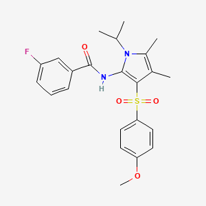 molecular formula C23H25FN2O4S B11291404 3-fluoro-N-{3-[(4-methoxyphenyl)sulfonyl]-4,5-dimethyl-1-(propan-2-yl)-1H-pyrrol-2-yl}benzamide 