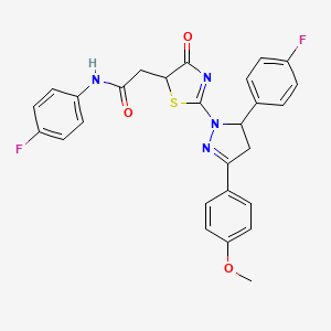 N-(4-fluorophenyl)-2-{2-[5-(4-fluorophenyl)-3-(4-methoxyphenyl)-4,5-dihydro-1H-pyrazol-1-yl]-4-oxo-4,5-dihydro-1,3-thiazol-5-yl}acetamide