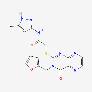 2-({3-[(furan-2-yl)methyl]-4-oxo-3,4-dihydropteridin-2-yl}sulfanyl)-N-(3-methyl-1H-pyrazol-5-yl)acetamide