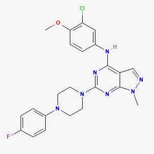 molecular formula C23H23ClFN7O B11291485 N-(3-chloro-4-methoxyphenyl)-6-[4-(4-fluorophenyl)piperazin-1-yl]-1-methyl-1H-pyrazolo[3,4-d]pyrimidin-4-amine 