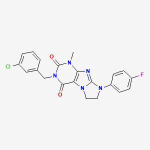 3-[(3-Chlorophenyl)methyl]-8-(4-fluorophenyl)-1-methyl-1,3,5-trihydroimidazoli dino[1,2-h]purine-2,4-dione