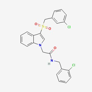 molecular formula C24H20Cl2N2O3S B11291522 N-(2-chlorobenzyl)-2-(3-((3-chlorobenzyl)sulfonyl)-1H-indol-1-yl)acetamide 