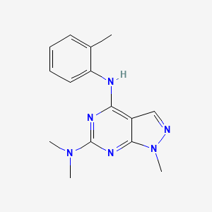 molecular formula C15H18N6 B11291579 N~6~,N~6~,1-trimethyl-N~4~-(2-methylphenyl)-1H-pyrazolo[3,4-d]pyrimidine-4,6-diamine 