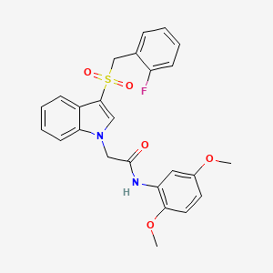 molecular formula C25H23FN2O5S B11291632 N-(2,5-dimethoxyphenyl)-2-(3-((2-fluorobenzyl)sulfonyl)-1H-indol-1-yl)acetamide 