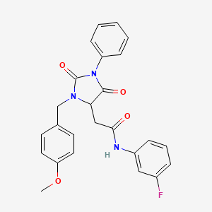 molecular formula C25H22FN3O4 B11291648 N-(3-fluorophenyl)-2-[3-(4-methoxybenzyl)-2,5-dioxo-1-phenylimidazolidin-4-yl]acetamide 