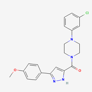 molecular formula C21H21ClN4O2 B11291667 1-(3-Chlorophenyl)-4-[3-(4-methoxyphenyl)-1H-pyrazole-5-carbonyl]piperazine 