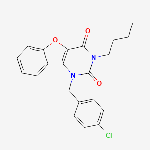 molecular formula C21H19ClN2O3 B11291709 3-butyl-1-(4-chlorobenzyl)benzofuro[3,2-d]pyrimidine-2,4(1H,3H)-dione 