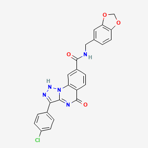 molecular formula C24H16ClN5O4 B11291717 N-(1,3-benzodioxol-5-ylmethyl)-3-(4-chlorophenyl)-5-oxo-4,5-dihydro[1,2,3]triazolo[1,5-a]quinazoline-8-carboxamide 