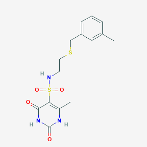 molecular formula C15H19N3O4S2 B11291718 2-hydroxy-4-methyl-N-{2-[(3-methylbenzyl)sulfanyl]ethyl}-6-oxo-1,6-dihydropyrimidine-5-sulfonamide 