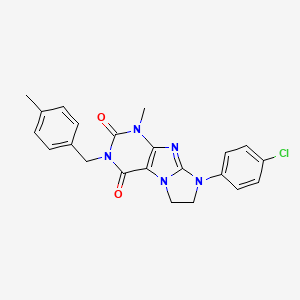 molecular formula C22H20ClN5O2 B11291780 6-(4-Chlorophenyl)-4-methyl-2-[(4-methylphenyl)methyl]-7,8-dihydropurino[7,8-a]imidazole-1,3-dione 