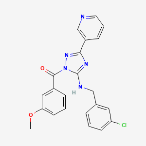 molecular formula C22H18ClN5O2 B11291804 {5-[(3-chlorobenzyl)amino]-3-(pyridin-3-yl)-1H-1,2,4-triazol-1-yl}(3-methoxyphenyl)methanone 