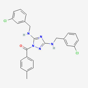 molecular formula C24H21Cl2N5O B11291818 {3,5-bis[(3-chlorobenzyl)amino]-1H-1,2,4-triazol-1-yl}(4-methylphenyl)methanone 