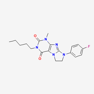 molecular formula C19H22FN5O2 B11291865 8-(4-fluorophenyl)-1-methyl-3-pentyl-1H,2H,3H,4H,6H,7H,8H-imidazo[1,2-g]purine-2,4-dione 