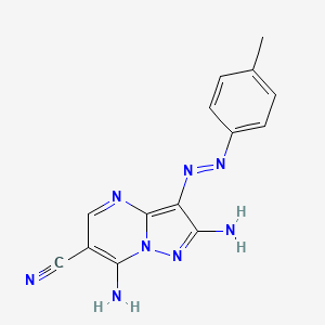 molecular formula C14H12N8 B11291873 2,7-diamino-3-[(E)-(4-methylphenyl)diazenyl]pyrazolo[1,5-a]pyrimidine-6-carbonitrile 