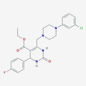 molecular formula C24H26ClFN4O3 B11291892 Ethyl 6-{[4-(3-chlorophenyl)piperazin-1-yl]methyl}-4-(4-fluorophenyl)-2-oxo-1,2,3,4-tetrahydropyrimidine-5-carboxylate 