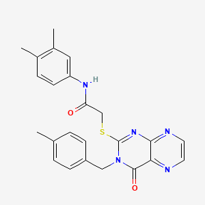 N-(3,4-dimethylphenyl)-2-({3-[(4-methylphenyl)methyl]-4-oxo-3,4-dihydropteridin-2-yl}sulfanyl)acetamide