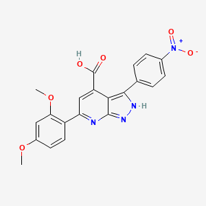 6-(2,4-dimethoxyphenyl)-3-(4-nitrophenyl)-1H-pyrazolo[3,4-b]pyridine-4-carboxylic acid