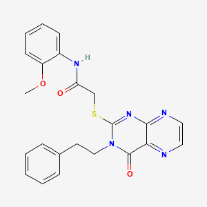 N-(2-methoxyphenyl)-2-{[4-oxo-3-(2-phenylethyl)-3,4-dihydropteridin-2-yl]sulfanyl}acetamide