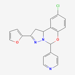 molecular formula C19H14ClN3O2 B11292097 9-Chloro-2-(2-furyl)-5-pyridin-4-yl-1,10b-dihydropyrazolo[1,5-c][1,3]benzoxazine 