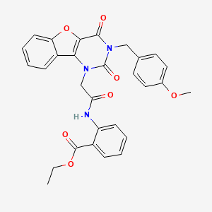 ethyl 2-(2-(3-(4-methoxybenzyl)-2,4-dioxo-3,4-dihydrobenzofuro[3,2-d]pyrimidin-1(2H)-yl)acetamido)benzoate