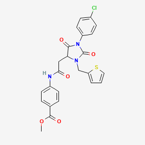 Methyl 4-({[1-(4-chlorophenyl)-2,5-dioxo-3-(thiophen-2-ylmethyl)imidazolidin-4-yl]acetyl}amino)benzoate