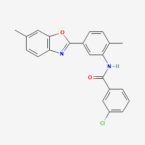 3-chloro-N-[2-methyl-5-(6-methyl-1,3-benzoxazol-2-yl)phenyl]benzamide