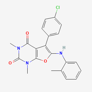 molecular formula C21H18ClN3O3 B11292223 5-(4-chlorophenyl)-1,3-dimethyl-6-(o-tolylamino)furo[2,3-d]pyrimidine-2,4(1H,3H)-dione 