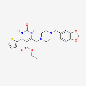 Ethyl 6-{[4-(1,3-benzodioxol-5-ylmethyl)piperazin-1-yl]methyl}-2-oxo-4-(thiophen-2-yl)-1,2,3,4-tetrahydropyrimidine-5-carboxylate