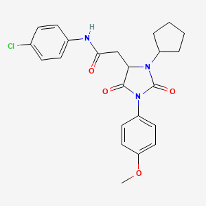 N-(4-chlorophenyl)-2-[3-cyclopentyl-1-(4-methoxyphenyl)-2,5-dioxoimidazolidin-4-yl]acetamide