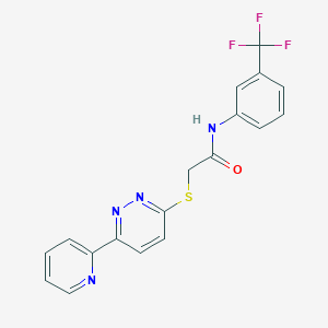 molecular formula C18H13F3N4OS B11292264 2-((6-(pyridin-2-yl)pyridazin-3-yl)thio)-N-(3-(trifluoromethyl)phenyl)acetamide 