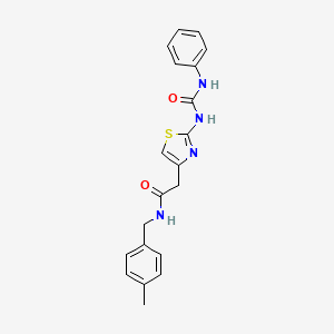 molecular formula C20H20N4O2S B11292298 N-(4-methylbenzyl)-2-(2-(3-phenylureido)thiazol-4-yl)acetamide 