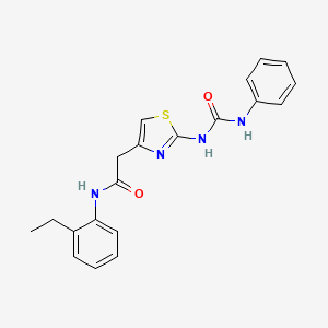 molecular formula C20H20N4O2S B11292303 N-(2-ethylphenyl)-2-(2-(3-phenylureido)thiazol-4-yl)acetamide 