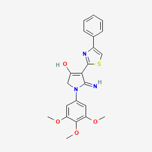 molecular formula C22H21N3O4S B11292327 5-amino-4-(4-phenyl-1,3-thiazol-2-yl)-1-(3,4,5-trimethoxyphenyl)-1,2-dihydro-3H-pyrrol-3-one 