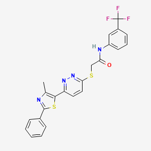 molecular formula C23H17F3N4OS2 B11292352 2-((6-(4-methyl-2-phenylthiazol-5-yl)pyridazin-3-yl)thio)-N-(3-(trifluoromethyl)phenyl)acetamide 