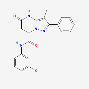 molecular formula C21H20N4O3 B11292367 5-hydroxy-N-(3-methoxyphenyl)-3-methyl-2-phenyl-6,7-dihydropyrazolo[1,5-a]pyrimidine-7-carboxamide 