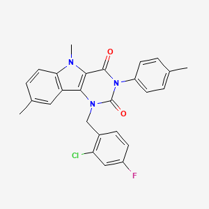 molecular formula C26H21ClFN3O2 B11292430 1-(2-chloro-4-fluorobenzyl)-5,8-dimethyl-3-(4-methylphenyl)-1H-pyrimido[5,4-b]indole-2,4(3H,5H)-dione 