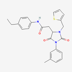 N-(4-ethylphenyl)-2-[1-(3-methylphenyl)-2,5-dioxo-3-(thiophen-2-ylmethyl)imidazolidin-4-yl]acetamide