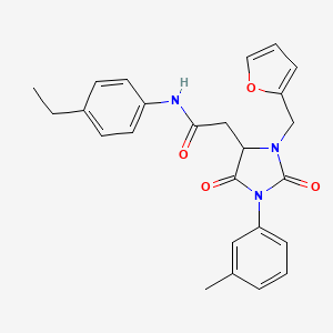 N-(4-ethylphenyl)-2-[3-(furan-2-ylmethyl)-1-(3-methylphenyl)-2,5-dioxoimidazolidin-4-yl]acetamide