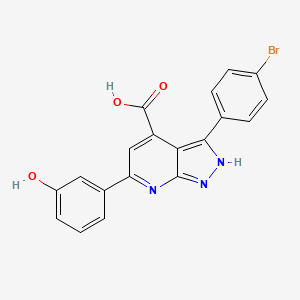 molecular formula C19H12BrN3O3 B11292603 3-(4-bromophenyl)-6-(3-hydroxyphenyl)-1H-pyrazolo[3,4-b]pyridine-4-carboxylic acid 