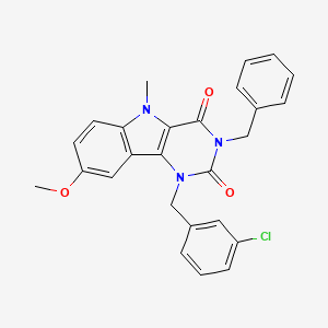 molecular formula C26H22ClN3O3 B11292604 3-benzyl-1-(3-chlorobenzyl)-8-methoxy-5-methyl-1H-pyrimido[5,4-b]indole-2,4(3H,5H)-dione 