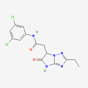 molecular formula C14H13Cl2N5O2 B11292611 N-(3,5-dichlorophenyl)-2-(2-ethyl-5-oxo-5,6-dihydro-4H-imidazo[1,2-b][1,2,4]triazol-6-yl)acetamide 